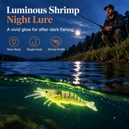 🔥🎁 Köp 2, få 1 GRATIS!!🎣 Självlysande räkbeten för nattfiske 🌙✨