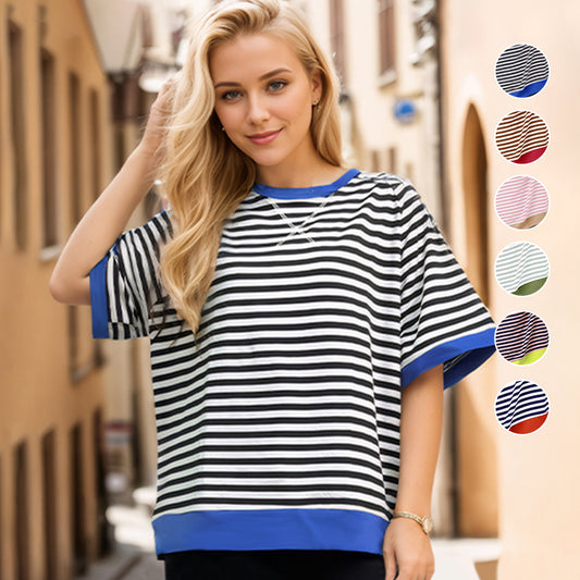 Randiga oversize T-shirts för kvinnor