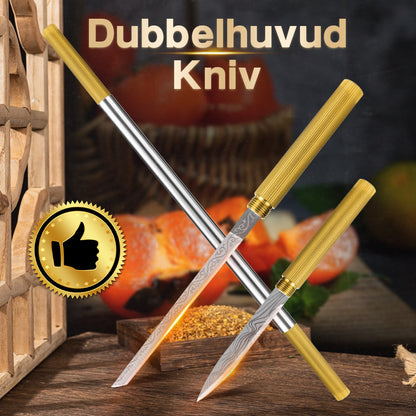 Handgjord dubbelkniv med flera användningsområden
