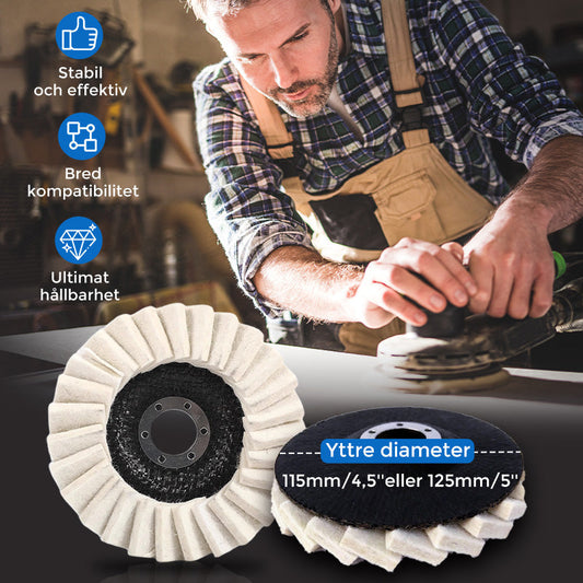 ✨ KÖP 1, FÅ 1 GRATIS ! 🔥 Polerskiva med Flik av Ullfilt – Enkel att Använda, Skonsam mot Ytor & Professionellt Resultat 🧼