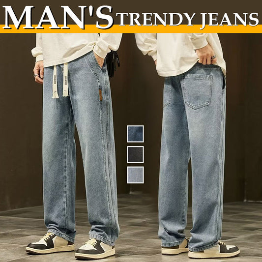 📢60% RABATT!!⏰Männs lockra raka jeans👖💥