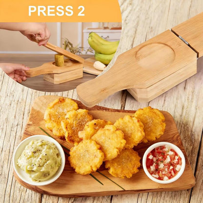 🍌 2-i-1 träpress för tostones och matbananer