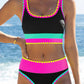 🔥🎁Nyhet 55% RABATT🔥🌼 Färgblockerad Sportig 3-delars Bikiniset i Nylon – Högmidja med Magekontroll 👙