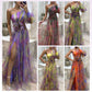 🌸Vårens specialerbjudanden💐Multicolor asymmetrisk festklänning med blomdetaljer