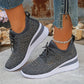 Casual dammode, andningsbara korrigering sneakers med strassdekoration