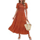 👗 50% RABATT NU! 🌸 Women's Casual Floral Print Maxi Dress – Flutter Ärmar, Smockad Hög Midja & Flödande Lagerkjol För En Romantisk Look ✨
