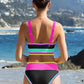 🔥🎁Nyhet 55% RABATT🔥🌼 Färgblockerad Sportig 3-delars Bikiniset i Nylon – Högmidja med Magekontroll 👙