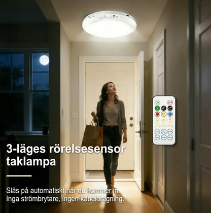 💡 50% RABATT NU! 🧲 Rörelsesensor LED Taklampa – Automatisk, Magnetisk & USB Uppladdningsbar – Röststyrning, 120° Detektering, 30s Auto-Off ✨