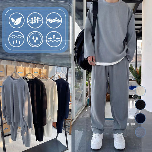 Mäns lösa fashionabla långärmade 2-delade set