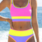 🔥🎁Nyhet 55% RABATT🔥🌼 Färgblockerad Sportig 3-delars Bikiniset i Nylon – Högmidja med Magekontroll 👙