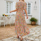 👗 50% RABATT NU! 🌸 Women's Casual Floral Print Maxi Dress – Flutter Ärmar, Smockad Hög Midja & Flödande Lagerkjol För En Romantisk Look ✨