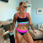 🔥🎁Nyhet 55% RABATT🔥🌼 Färgblockerad Sportig 3-delars Bikiniset i Nylon – Högmidja med Magekontroll 👙