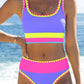 🔥🎁Nyhet 55% RABATT🔥🌼 Färgblockerad Sportig 3-delars Bikiniset i Nylon – Högmidja med Magekontroll 👙