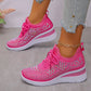 Casual dammode, andningsbara korrigering sneakers med strassdekoration
