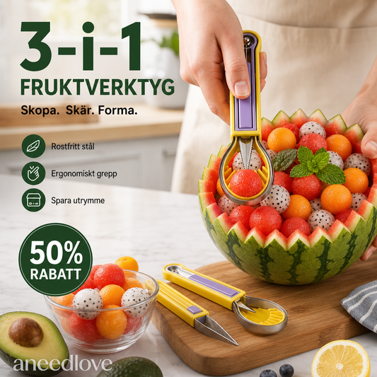 ✨ Elevate Your Fruit Preparation Game—The 3-in-1 Multi-Function Melon Ball Scoop & Carving Knife Set! ✨