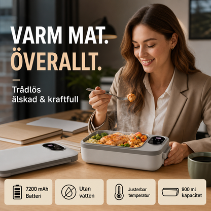 🍱 50% RABATT NU! 🔋 Elektrisk Matlåda med USB-laddning – Självuppvärmande & Lätt – Perfekt för Jobb, Skola & Resa ⚡