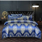 💝 Frakt Gratis Europeisk lyxig satin jacquard 4-delad bäddset