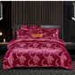 💝 Frakt Gratis Europeisk lyxig satin jacquard 4-delad bäddset