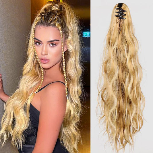 💇‍♀️Lockig peruk med hög hästsvans och klo-klämma💇‍♀️