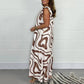 Jumpsuit med vida ben och volanger i geometriskt tryck för kvinnor