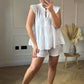 Shorts och topp med volang i cheesecloth för kvinnor