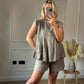 Shorts och topp med volang i cheesecloth för kvinnor
