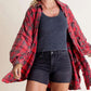 💕Damsömmar Raw Edge Washed Oversized Skjorta Jacka med fickor