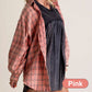 💕Damsömmar Raw Edge Washed Oversized Skjorta Jacka med fickor