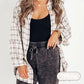 💕Damsömmar Raw Edge Washed Oversized Skjorta Jacka med fickor