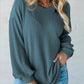 Avslappnade rundhalsad långärmad pullover topp för kvinnor
