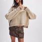 Women's Cropped Butterfly Print Crewneck Sweater