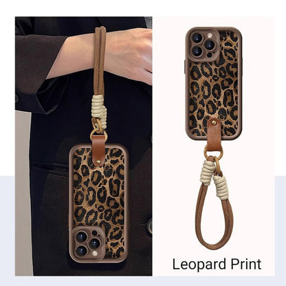 Leopardmönstrat iPhone-fodral med snodd