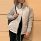 ❄️Damen Stickad patchwork puffy jacka
