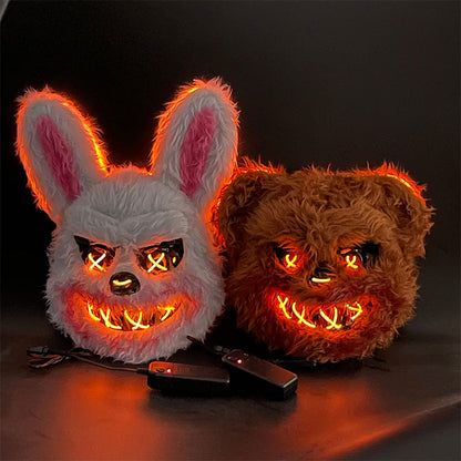 Halloween Plush Scary Rabbit Bear Bloody Mask