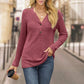 Kvinnors V-ringad Knapp Ribbstickad Långärmad Topp