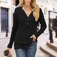 Kvinnors V-ringad Knapp Ribbstickad Långärmad Topp