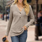 Kvinnors V-ringad Knapp Ribbstickad Långärmad Topp
