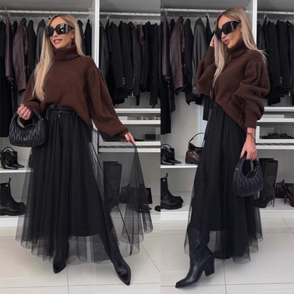 Kvinnors A-linjeformad tyllkjol