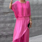 ✈️   Lös topp & byxor med vida ben Chiffon 2-delat set