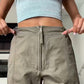 Avslappnade Lösa Byxor med Hög Midja och Fickor för Kvinnor