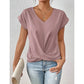 💥STOR REA💷Bästa pris👚Elegant kortärmad T-shirt med vriden V-ringning