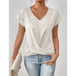 💥STOR REA💷Bästa pris👚Elegant kortärmad T-shirt med vriden V-ringning