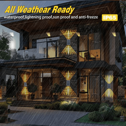 ☀️4 LED Solar Färgglada vägglampor Utomhuslampa Vattentät