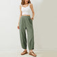 Kvinnors avslappnade ankelbyxor med lös passform och elastisk midja