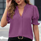 Elegant Blus för Dam med V-ringning och Puffärmar
