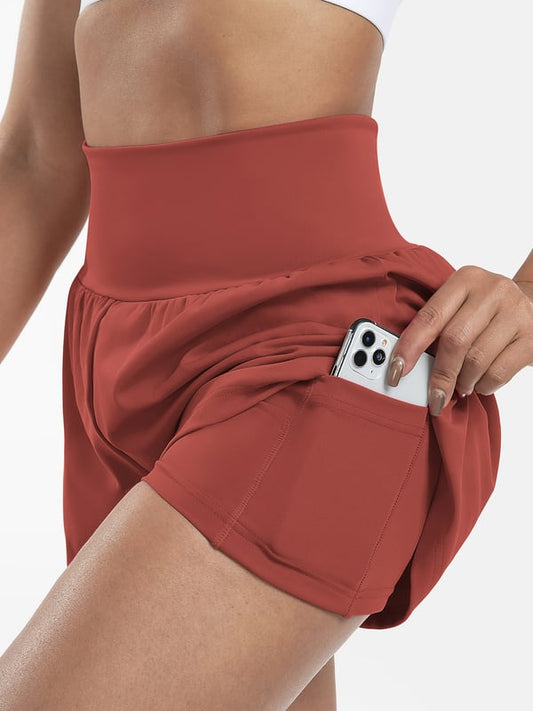 🥰 2-i-1-yogashorts med hög midja och sidofickor