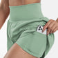 🥰 2-i-1-yogashorts med hög midja och sidofickor