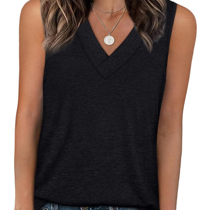 Avslappnat linne med V-ringning och lös passform för kvinnor