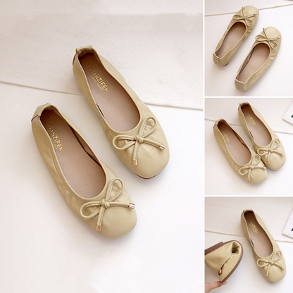 Platta Låga Ballerinaskor med Rosett för Damer