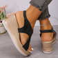 Glansiga Espadrille-Sandaler med Kilklack för Kvinnor